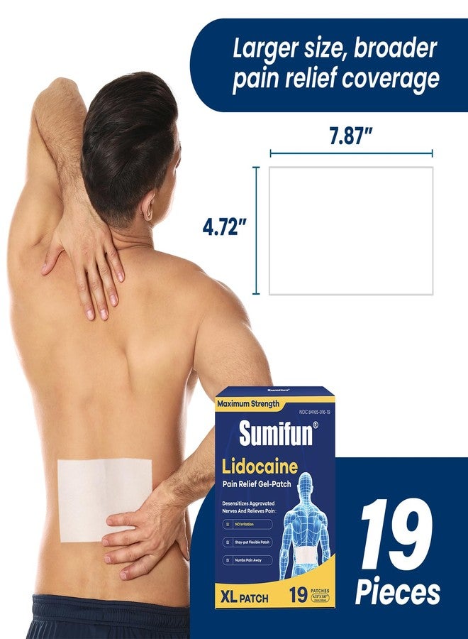 Sumifun XL Lidocaine Patches for Pain Relief, 4% Lidocaine Maximum Strength OTC, Extra Large 4.72"x7.87" for Full Back Pain Patches & Large Areas (Extra Large, Count, 19) - Image 2